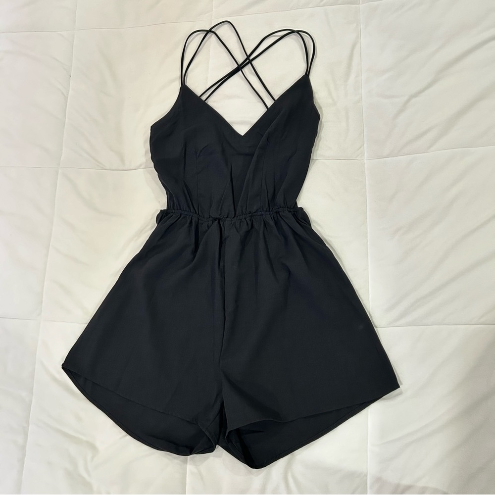 Black backless romper